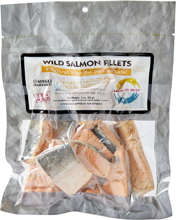 Fresh Is Best - Freeze Dried Healthy Raw Meat Treats for Dogs & Cats - Wild Salmon Fillets