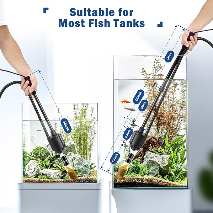 AQQA Aquarium Gravel Cleaner Kit,6 in 1 Electric Fish Tank Vacuum Cleaning Tools Water Changer,Multifunction Wash Sand Filter Water Circulation 110V 60Hz/ 20W 320GPH