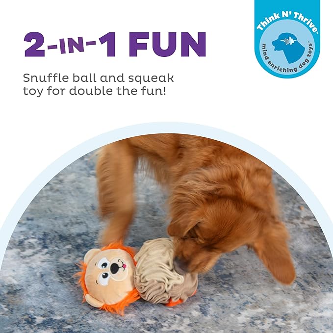 Outward Hound Nina Ottosson Stuff N' Snuffle Interactive Plush Dog Puzzle and Snuffle Ball for Dogs, Snuffle Ball, Dog Enrichment Toys, Plush, Multicolored