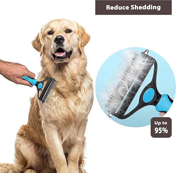 gonicc Professional Dog and Cat Brush for Shedding, Ideal Deshedding Tool, for Long & Short Haired Pets. (Pets Dematting Comb)