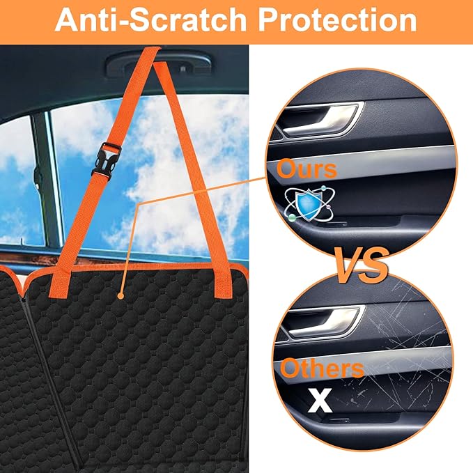 Mancro Dog Car Seat Cover for Back Seat, Waterproof Car Seat Protector for Dogs with Side Flaps, Scratchproof Dog Backseat Cover, Durable Nonslip Dog Hammock for Sedans, Trucks, SUVs, Standard