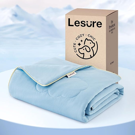 Lesure Premium Cooling Blankets for Extra Large Dogs - Washable Dog Cooling Throw Blanket with Q-MAX>0.4，Durable Self Cooling Pet Mat for Cat, Soft Cooling Summer Blanket for Hot Weather, Blue, 50x60
