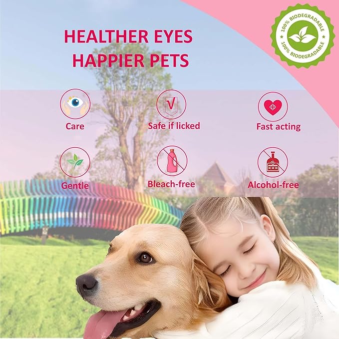 Dog Eye Wipes, Tear Stain Remover for Dogs & Cats - 120pcs Remove Eye Discharge and Crust - Pet Cleaning Grooming Deodorizing Wipes for Eyes/Face, Natural and Non-Irritating Peach Scent