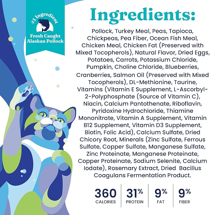 Solid Gold - Fit as a Fiddle Weight Management Cat Food - Low Calorie Grain Free Dry Cat Food Recipe with Alaskan Pollock - Superfoods & Probiotics for Gut Health and Immune Support