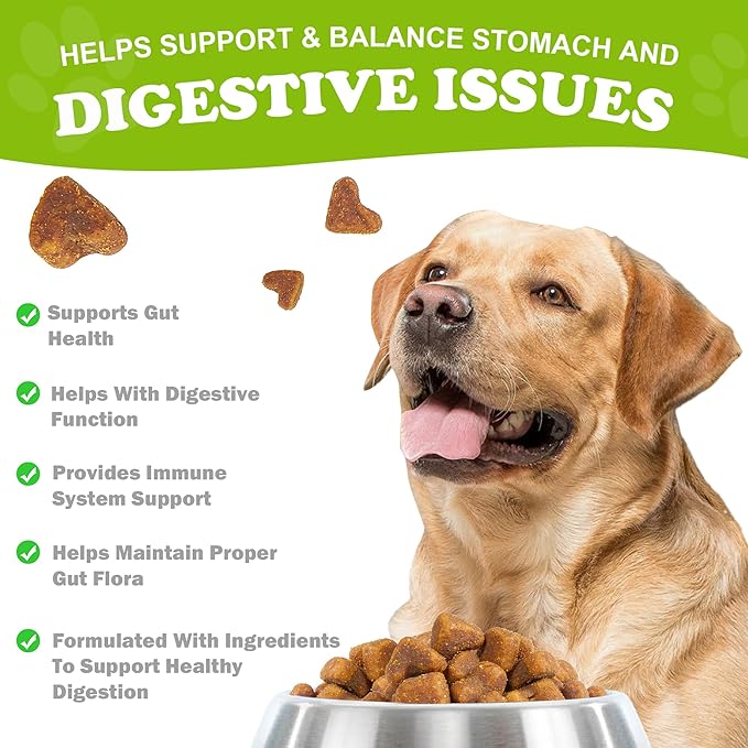 Probiotics for Dogs -Dog Probiotics with Digestive Enzymes for Enhanced Gut Flora, Digestive Health,Diarrhea Relief & Bowel Support - 180 Chicken Flavored Soft Chews for Pet Immune System (brown)