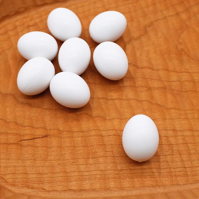 8 Pcs Solid Parrot Plastic Eggs Hatching Eggs Green Cheek, Lorikeet&Ringneck Dove, Quaker, Cockatiel. Trick The Birds to Stop Laying Eggs, Plastic Eggs