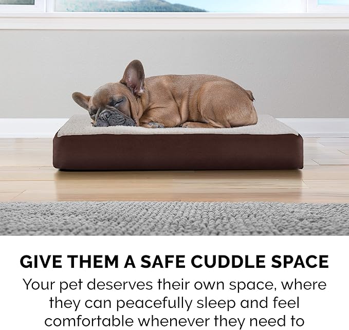 Furhaven Orthopedic Dog Bed for Large/Medium Dogs w/ Removable Washable Cover, For Dogs Up to 55 lbs - Sherpa & Suede Mattress - Espresso, Large