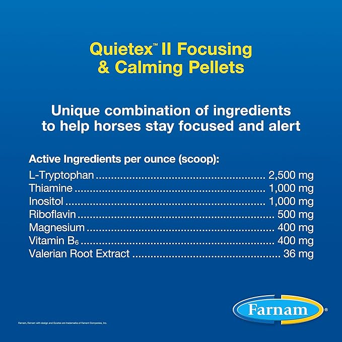 Farnam Quietex II Horse Calming Supplement Pellets, Helps Manage Nervous Behavior And Keep Horses Calm & Composed In Stressful Situations, 1.625 Lbs, 26 Day Supply