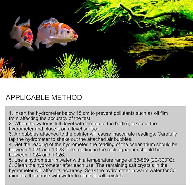 Zerodis Sea Hydrometer Salinity Specific Test Concentration Aquarium Testing Tool for Fish Water Marine Sea Saltwater(#1)