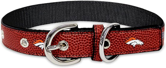 Pets First Tough Leather Pet Collar NFL Denver Broncos Premium Dog Collar, Limited Edition, Size Medium. Best & Strongest Heavy-Duty Dog Collar!, Medium (16-20"" Long & 1"" Wide) (DEN-3081-MD)