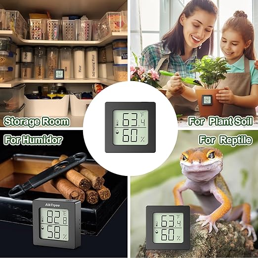 2 Pcs Digital Hygrometer Indoor Thermometer Humidity Meter Room Thermometer with Temperature and Humidity Monitor Mini Hygrometer Thermometer ℉/℃ for Greenhouse Cellar by QPEUIM