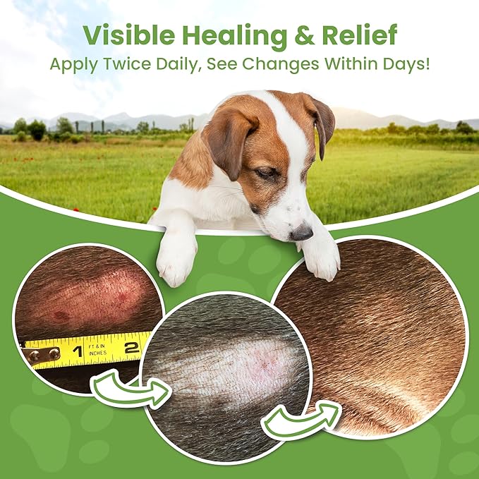 Hot Spot Treatment for Dogs, Cats & Pet Wound Care: Healing Ointment for Pets Itchy Skin Relief, Dry Skin Treatment, Natural Allergy Relief, Dog Paw Balm + Manuka Honey, Aloe Vera, Vitamin E (8 Oz.)