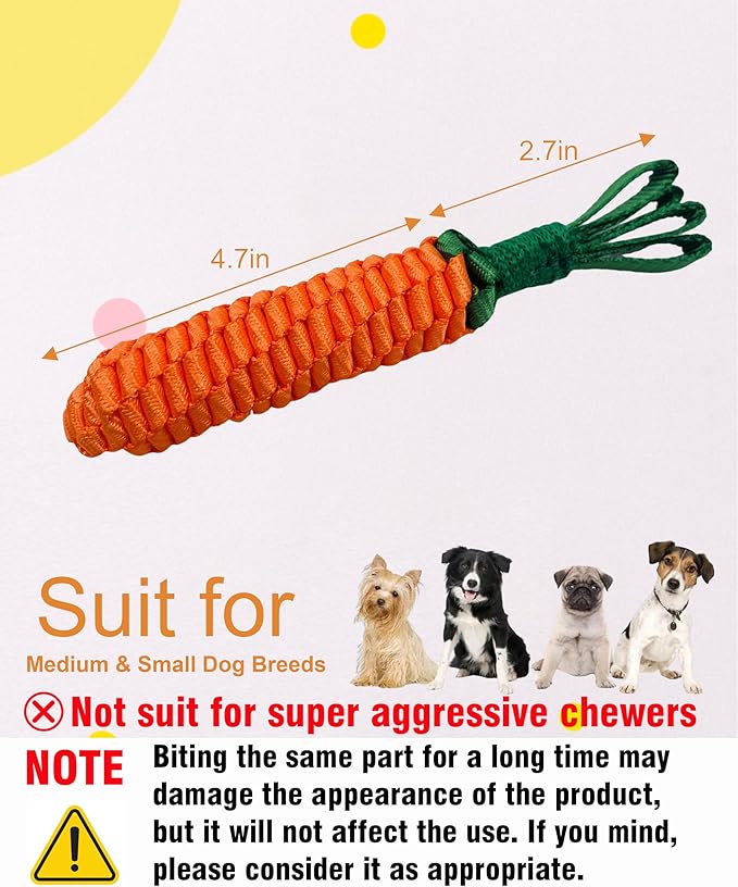 Dog Rope Toy,Tug of War Dog Toy,Puppy Teething Chews,Dog Chew Toys,Carrot Dog Toys for Small Dogs 2024 New