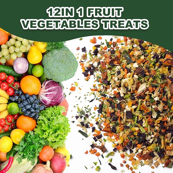 Reptile Food Vegetable Fruit Mix - High Protein Natural Pet Food for Bearded Dragon Turtles Lizard Chameleon Gecko Snake Ducks Fish Hamsters and Hedgehogs（7 OZ）