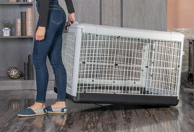 Pet Gear “The Other Door” 4 Door Steel Crate for Dogs/Cats with Removable Tray, Essential Grey, 42 Inch