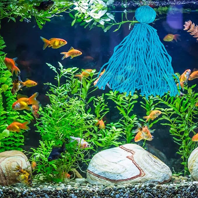 Fish Breeder Spawning Mop for Fish Tank, Floating Fish Breeding Mop for Egg Laying, Blue