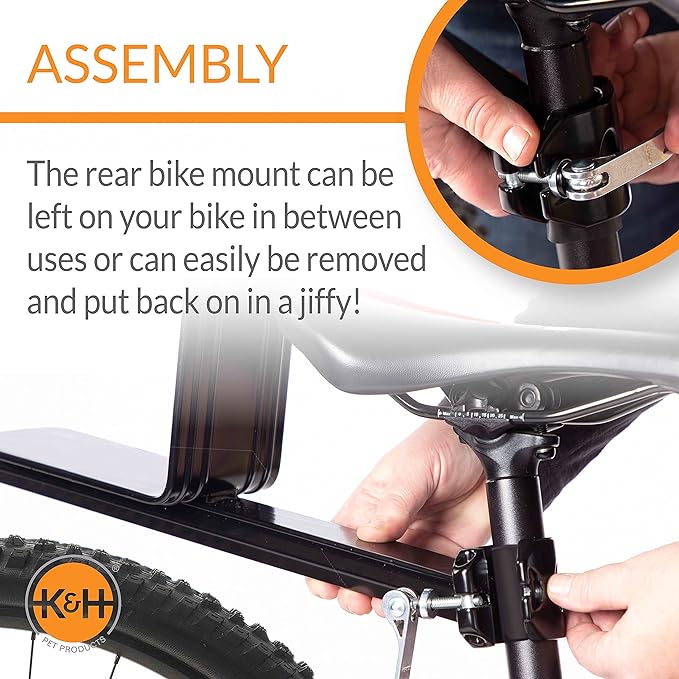 K&H Pet Products Universal Rear Bike Mount for Travel Bike Cat and Dog Bicycle Basket & Backpack Black Universal Fit Mount