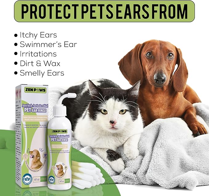 Dog and Cat Ear Cleaner Solution – Ear Drops - - Advanced Veterinary Formula. Remove Wax and Build up and Relieve Itchiness - Alcohol-Free