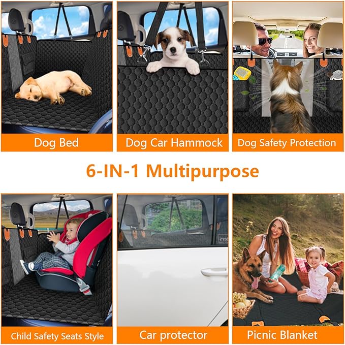 Back Seat Extender for Dogs,Dog Car Seat Cover with Hard Bottom Holds 330lbs ,Dog Car Hammock Into Dog Car Bed,Car Seat Protector for Dogs, Backseat Extender for Dogs Suitable for Car SUV Truck