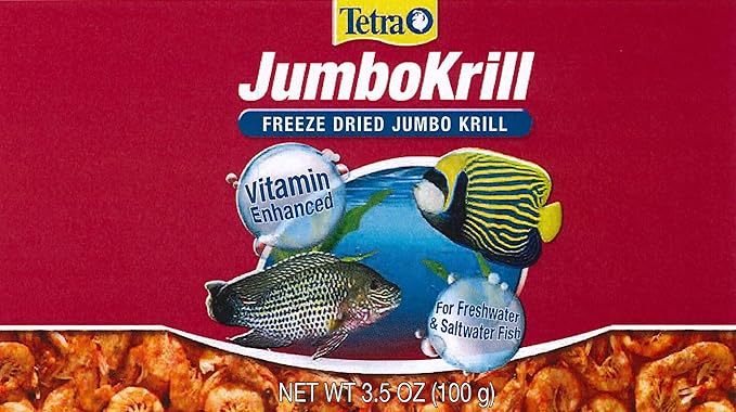 Tetra JumboKrill Freeze-Dried Jumbo Shrimp 3.5 Ounces, Natural Shrimp Treat For aquarium Fish, Red (16198)