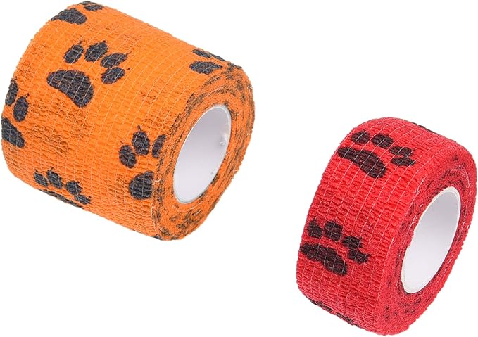 Self-Adhesive Bandage - Injury Wrap Tape for Pets - Dog, Cats, Horses - 7 Multi-Color Rolls - Muscle and Joint Support - Elastic, Does not Stick to Animal Fur or Coat