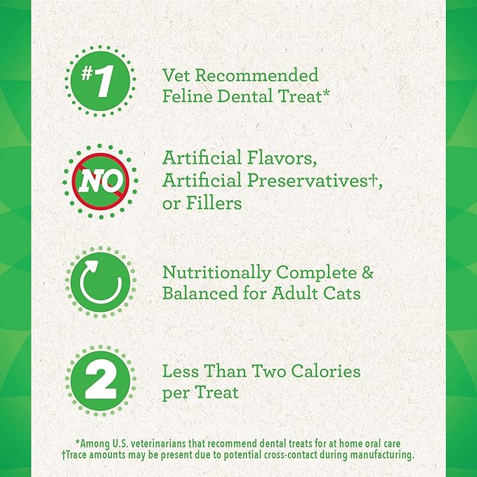 Greenies Feline Adult Natural Dental Care Cat Treats, Succulent Shrimp Flavor, (10) 2.1 oz. Pouches