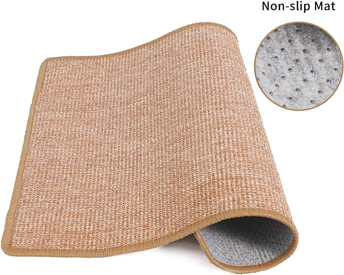 FUKUMARU Cat Scratcher Mat, 23.6 X 31.5 Inch Natural Sisal Cat Scratch Mats, Horizontal Cat Floor Scratching Pad Rug, Protect Carpets and Sofas Brown