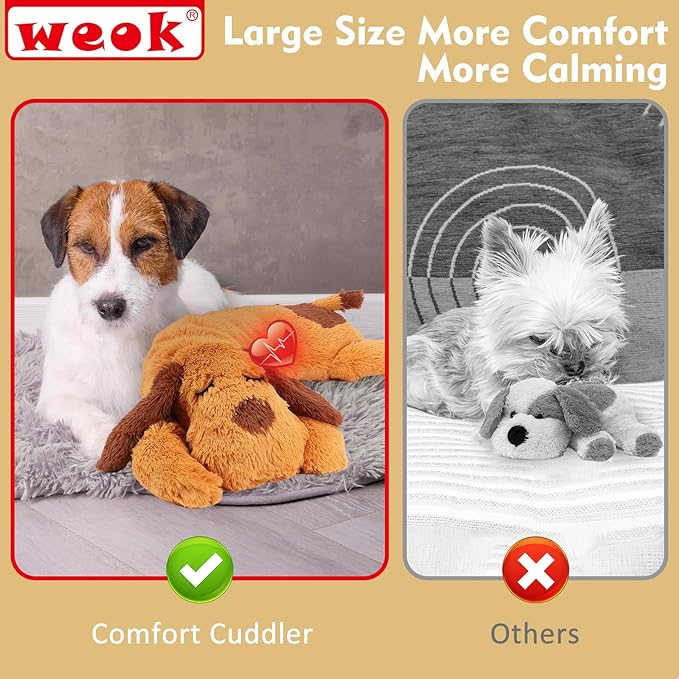 Heartbeat Puppy Toy - Comfort Cuddler Pillow, Dog Anxiety Relief Calming Aid,Heartbeat Stuffed Toy for Dogs,Puppy Heartbeat Toy Sleep Aid,Dog Heartbeat Toy for Pet