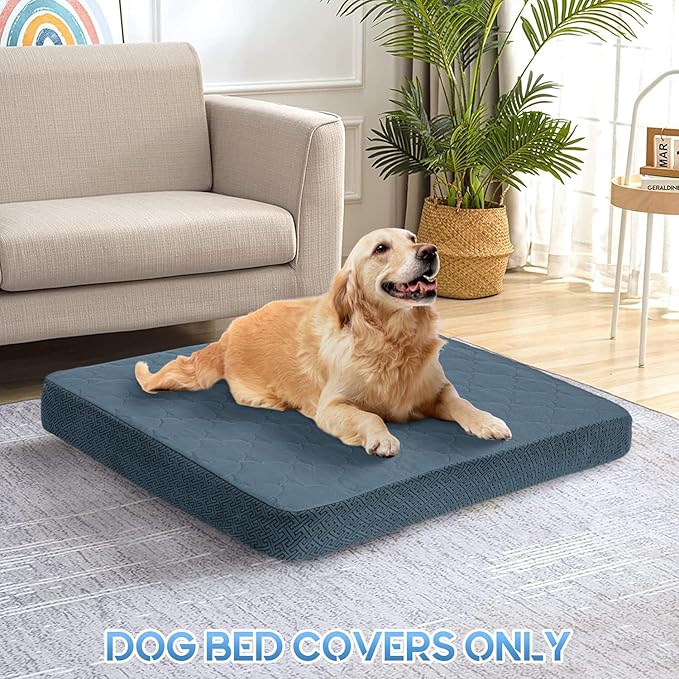 CHHKON Dog Bed Covers Replacement Washable Waterproof Pet Puppy Bed Cover for Dog, Cover Only (Blue,48x30x6 inch)