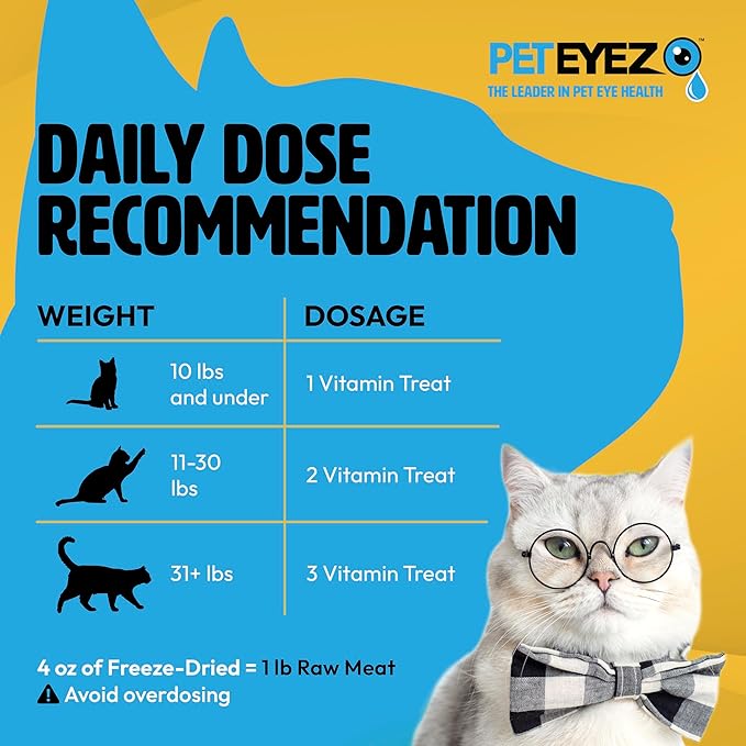 Pet Eyez Vitamin Treats for Cats - Tear Stain Remover - Eye Health Support - Reduces Itching & Allergies - Whitefish Flavor - 1oz