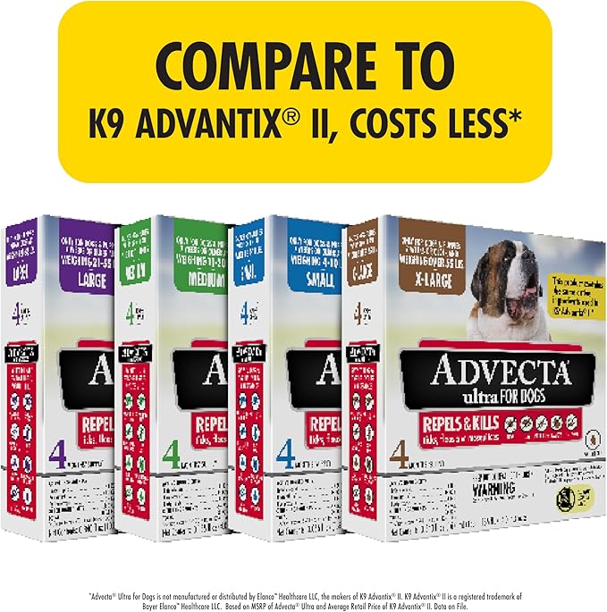 Ultra Flea And Tick Prevention For Dogs - Dog and Puppy Treatment and Control - Mosquito Repellent - XL, Fast Acting Waterproof Topical Drops, 4 Month Supply