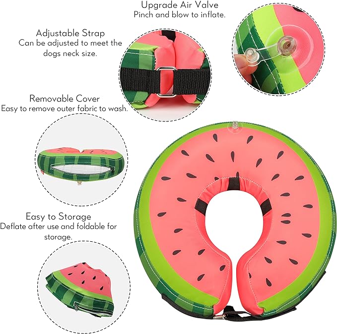 Dog Cone Collar for Small Medium Large Dogs for After Surgery, Pet Inflatable Neck Donut Collar Soft Protective Recovery Cone for Dogs and Cats - Alternative E Collar Does not Block Vision - Red,L