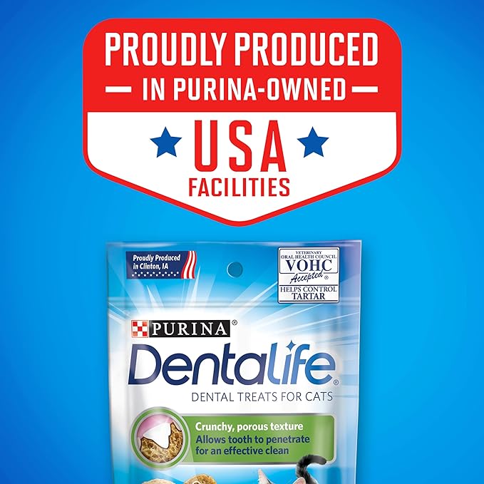 Purina DentaLife Made in USA Facilities Cat Dental Treats, Tasty Chicken Flavor - (Pack of 10) 1.8 oz. Pouches