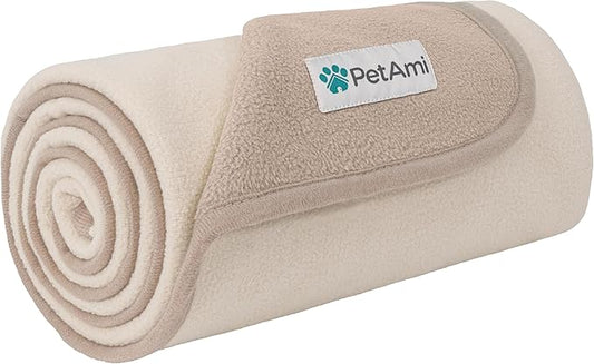 PetAmi Waterproof Dog Blanket for Small Medium Dog, Pet Puppy Blanket Couch Cover Protection, Fleece Cat Washable Throw, Couch Sofa Furniture Protector, Reversible Soft Plush, 29x40 Taupe/Beige