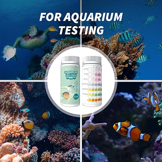 7 in 1 Aquarium Test Strips Kit - 100 Strips Use for Freshwater Fish Tank, Fish Pond, Accurate & Fast Testing pH/Nitrite/Nitrate/Chlorine/Carbonate/Total Alkalinity/Hardness