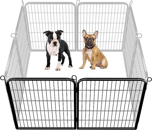 Yaheetech Dog Pen Panels, 4 Panels 32 Inch Height Dog Fence Dog Playpen Iron Dog Cat Exercise Barrier Outdoor Indoor RV Dog Fence Accessories for Camping, Yard, Patio, House Black