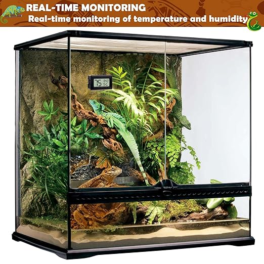 Reptile Thermometer and Humidity Gauge,2PCS Digital Adhesive Reptile Terrarium Hydrometer Thermomete,Bearded Dragon Tank Accessories,Pet Humidity Meter Supplies for Crested Gecko,Snake,Lizard