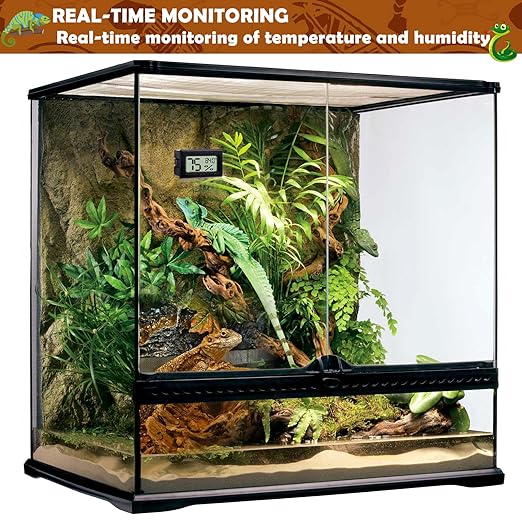 Reptile Thermometer and Humidity Gauge,4PCS Digital Adhesive Reptile Hydrometer Thermomete Tank Accessories,Reptile Terrarium Thermomete Pet Supplies for Snake,Bearded