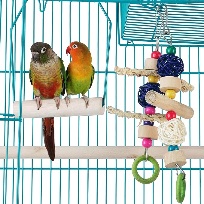 Yaheetech 39'' H Metal Roof Top Bird Cage Medium Small Parrot Cage w/Toys & Swing & Ladder for Canary Budgie Cockatiel Conure Parakeet