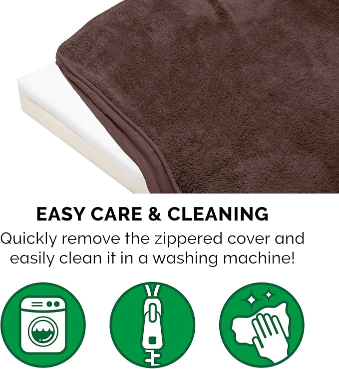 Furhaven Memory Foam Dog Bed for Large/Medium Dogs w/ Removable Washable Cover, For Dogs Up to 55 lbs - Terry & Suede Mattress - Espresso, Large