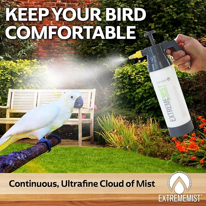 EXTREMEMIST High-Performance Bird Sprayer | Ultrafine Avian Pump Mister | Handheld Pet Bird Bath Mister | Adjustable Nozzle | Bird Cage Cleaner | Perfect for Macaws, Cockatiels, Parrots & More - 32oz