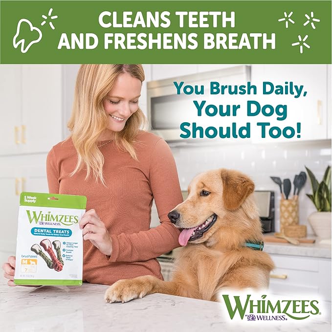 WHIMZEES by Wellness Value Box Natural Dental Chews for Dogs – Clean Teeth, Freshen Breath, Reduce Plaque & Tartar, Medium Breed 44 Count