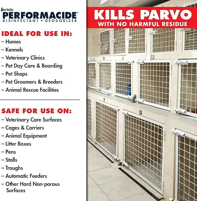 STAR BRITE PERFORMACIDE Home Kit - No-Rinse Disinfectant Deodorizer for Pet Surfaces - Kills Parvovirus, Ringworm, Feline Calicivirus, Avian Influenza (Bird Flu) 32 OZ Kit + 12 Refills