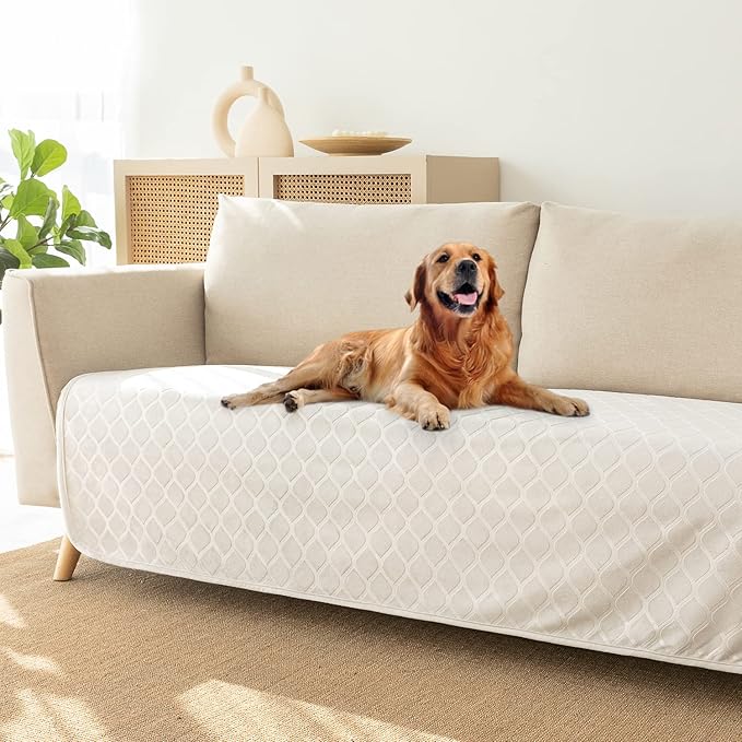 fuguitex Waterproof Dog Blanket Bed Cover Dog Crystal Velvet Moroccan Fuzzy Cozy Plush Pet Blanket Throw Blanket for Couch Sofa(30 * 70 inch, Cream+Beige)