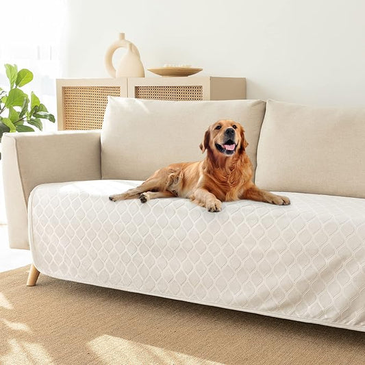 fuguitex Waterproof Dog Blanket Bed Cover Dog Crystal Velvet Moroccan Fuzzy Cozy Plush Pet Blanket Throw Blanket for Couch Sofa(30 * 70 inch, Cream+Sand)