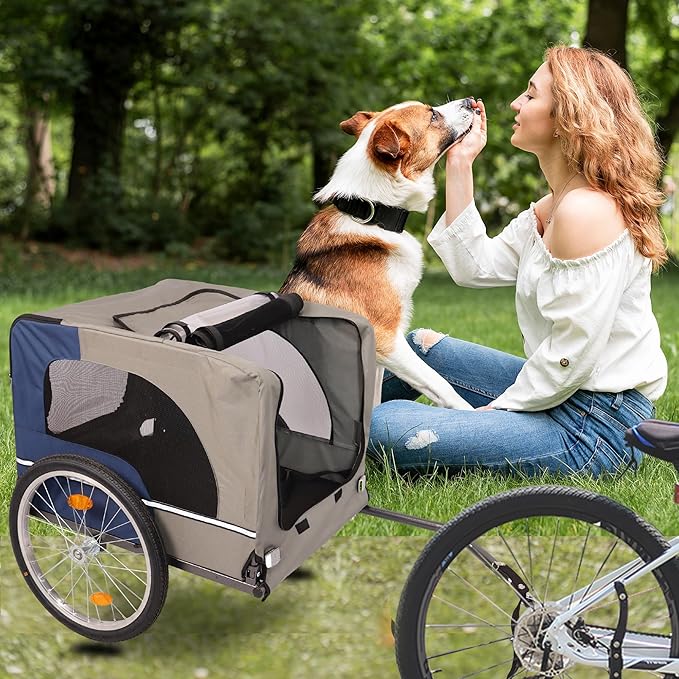 Dog Bike Trailer, Breathable Mesh Dog Cart, Bicycle Carrier for Medium and Small Sized Dogs