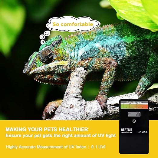 briidea Reptile U/V Meter, Briidea U/V/B Index Meter, Measures 240-370nm with Range from 0-50 U/V Index, Make Sure Your Reptile & Amphibian Gets the Right Amount of U/V Light