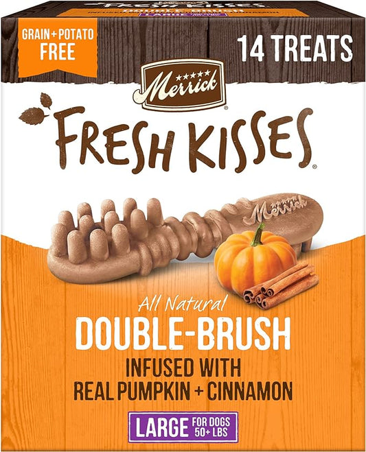 Merrick Fresh Kisses Natural Dental Chews, Treats Infused With Pumpkin And Cinnamon For Large Dogs Over 50 Lbs - 23 oz. Bag