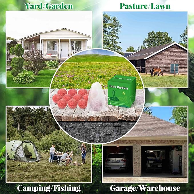 12 Pack Snake Repellent for Yard Powerful, Natural Snakes Balls for Repelling Snakes Rats and Other Pests, for Outdoor Indoor Lawn Garden Camping Fishing