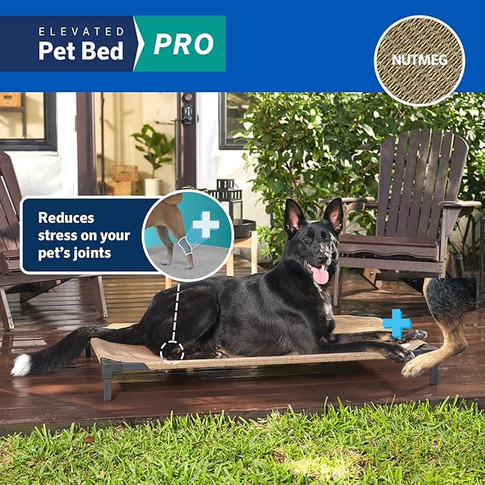 COOLAROO Cooling Elevated Dog Bed PRO Standard, Fits in 48in Crate, Easy Assembly Frame, Nutmeg